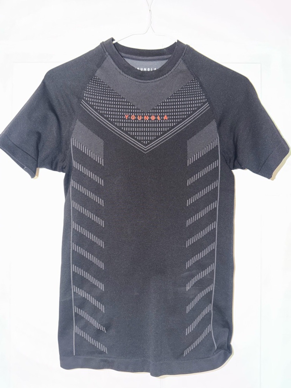 YoungLA Mens 465 Superhero Compression Tee Black Gray Red Letters Small